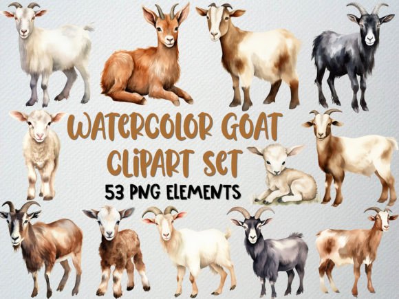 Download Watercolor Goat Clipart Set, Lamb Png - Clipart Collection