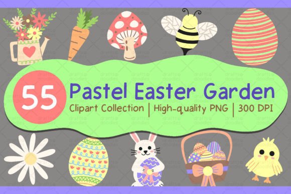 Download Pastel Spring Easter Garden Clipart Set - Clipart Collection