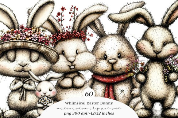 Download Whimsical Easter Bunny Clipart - Clipart Collection