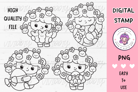 Download Digi Stamps Girl Easter Kawaii Clipart - Clipart Collection