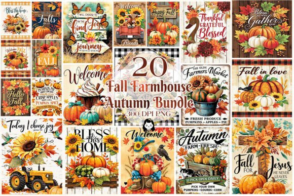 Download Autumn Fall Farmhouse Clipart Bundle - Clipart Collection