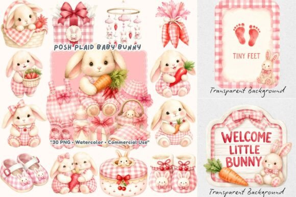 Download Coquette Posh Plaid Baby Bunny Clipart - Clipart Collection