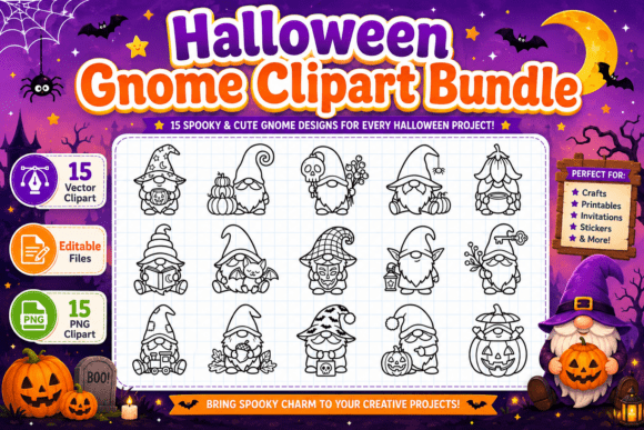 Download Halloween Gnome Coloring Stamp Clipart - Clipart Collection