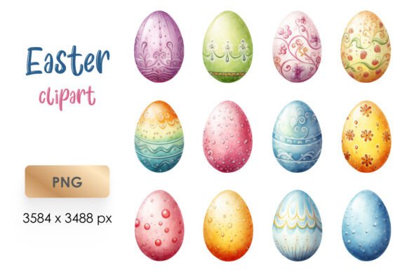 Download Watercolor Easter Eggs Clipart PNG - Clipart Collection