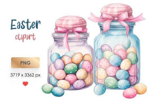 Download Watercolor Easter Clipart Jars with Eggs - Clipart Collection