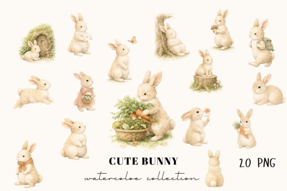 Download Cute Bunny Watercolor Clipart Collection - Clipart Collection