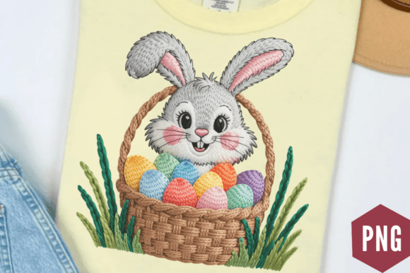 Download Faux Yarn Bunny with Easter Eggs Clipart - Clipart Collection