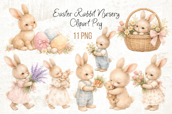 Download Easter Rabbit Nursery Clipart PNG - Clipart Collection