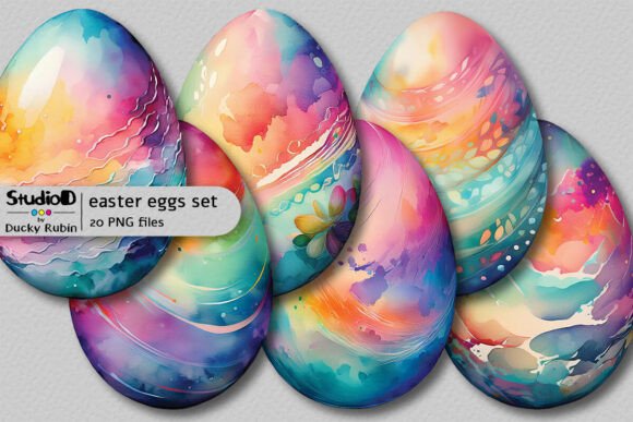 Download Colorful Watercolor Eggs Clipart Set - Clipart Collection