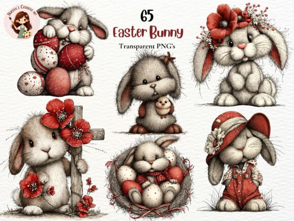 Download Whimsical Easter Bunny Clipart Bundle - Clipart Collection