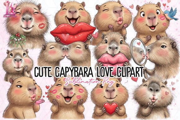 Download Cute Capybara Love Clipart PNG - Clipart Collection