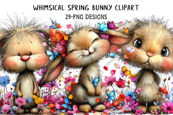 Download Whimsical Spring Bunny Clipart - Clipart Collection