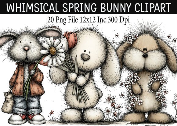 Download Whimsical Spring Bunny Clipart - Clipart Collection