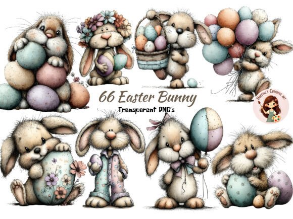 Download Whimsical Easter Bunny Clipart Bundle - Clipart Collection