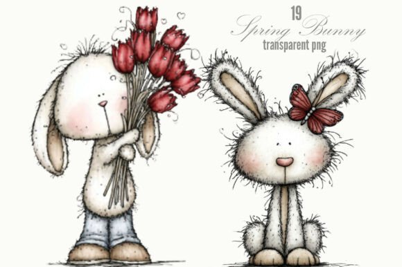 Download Whimsical Spring Bunny Clipart - Clipart Collection
