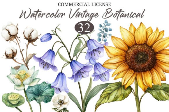 Download Watercolor Vintage Botanical Clipart - Clipart Collection