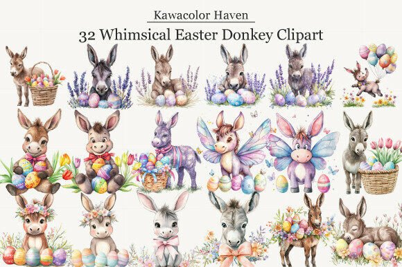 Download Whimsical Easter Donkey Clipart - Clipart Collection