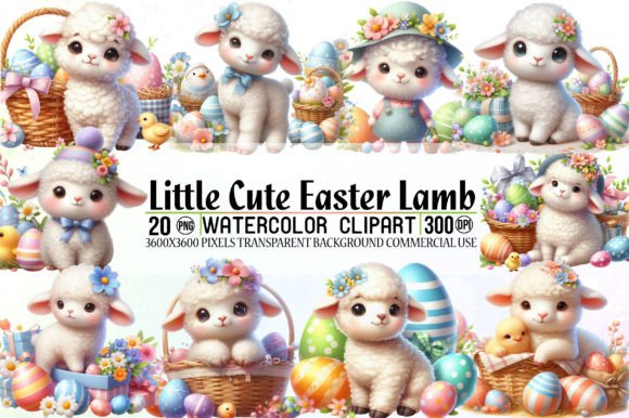 Download Little Cute Easter Lamb Clipart Bundle - Clipart Collection