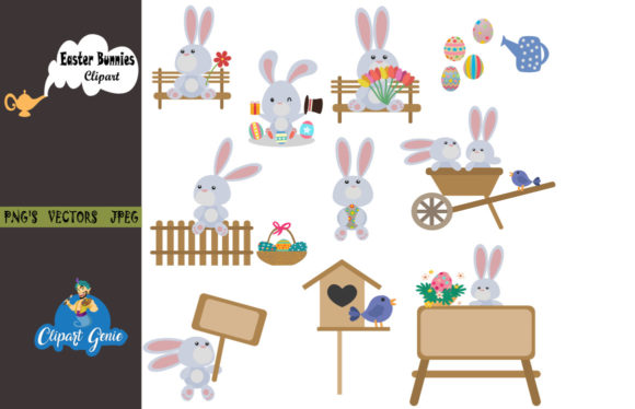 Download Easter Bunnies Clipart Bundle - Clipart Collection