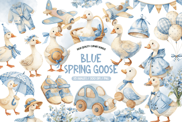 Download Watercolor Blue Spring Goose Clipart - Clipart Collection