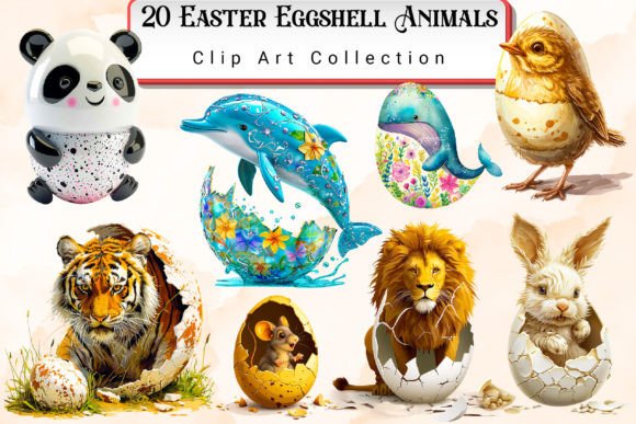 Download Easter Eggshell Animals Clipart Bundle - Clipart Collection