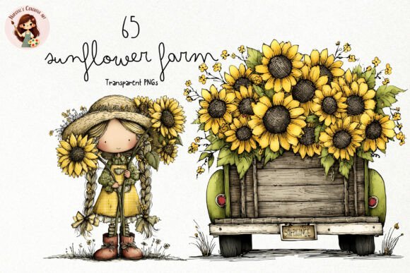 Download Cute Sunflower Farm PNG Clipart - Clipart Collection