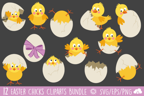 Download Easter Chick &amp; Egg Vector Clipart Bundle - Clipart Collection