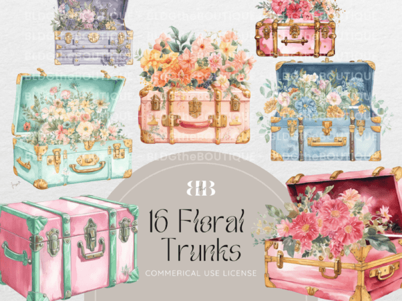 Download Floral Vintage Trunk Party Clipart PNG - Clipart Collection