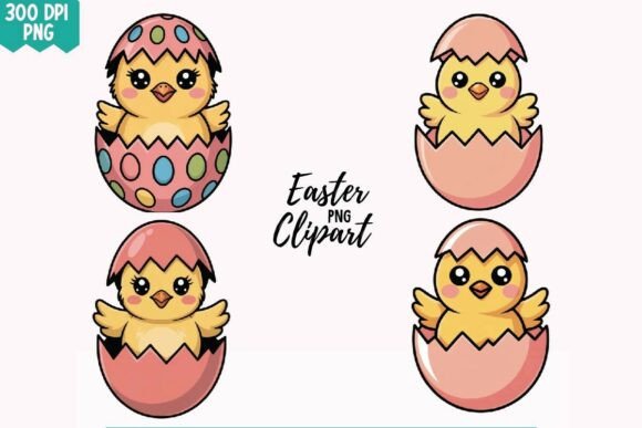 Download 4 Cute Easter Chick PNG Clipart Design - Clipart Collection