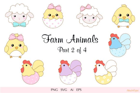 Download Cute Farm Animals Clipart Set - Clipart Collection