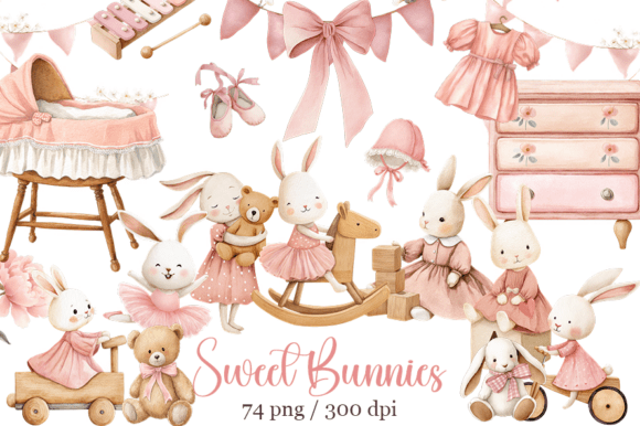 Download Cute Bunny Clipart, Pink Boho Bunny - Clipart Collection
