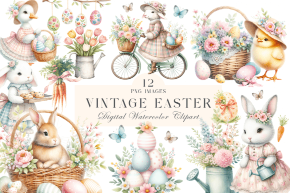 Download Vintage Easter PNG Clipart Bundle - Clipart Collection
