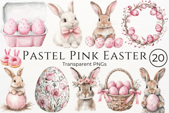 Download Pastel Pink Easter Watercolor Cliparts - Clipart Collection