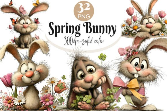 Download Whimsical Spring Bunny Clipart - Clipart Collection