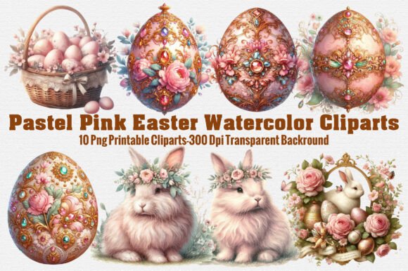 Download Pastel Pink Easter Watercolor Cliparts - Clipart Collection