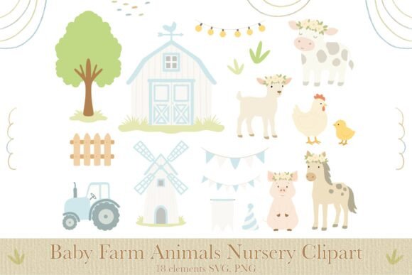 Download Cute Farm Animals Nursery Clipart SVG - Clipart Collection