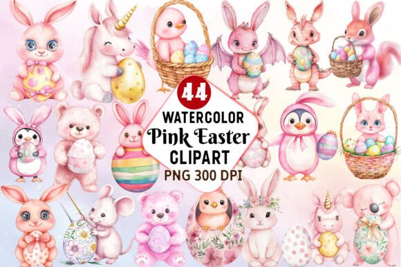 Download Pastel Pink Easter Watercolor Cliparts - Clipart Collection