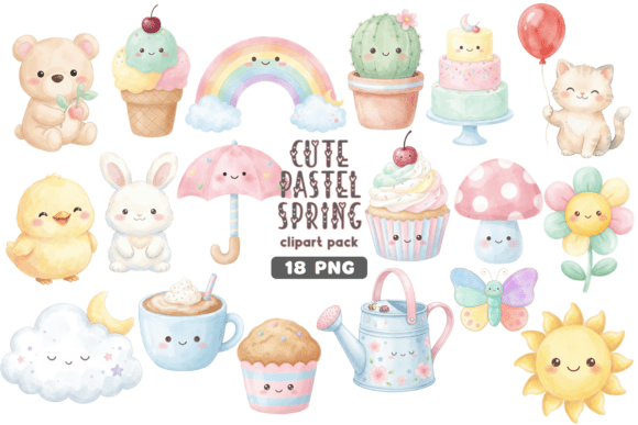 Download Cute Kawaii Pastel Spring Clipart PNG - Clipart Collection