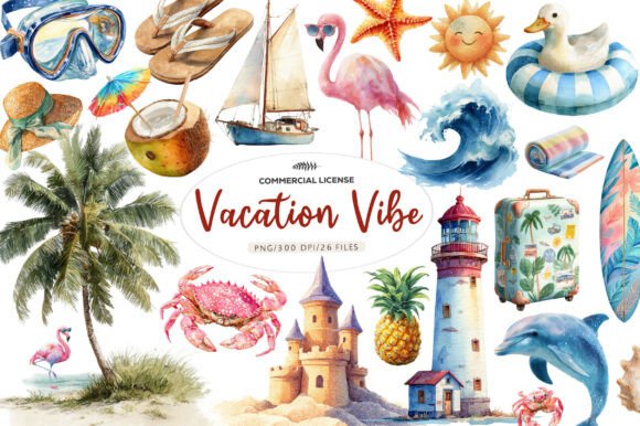 Download Watercolor Vacation Vibe Clipart - Clipart Collection