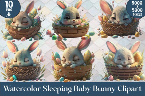 Download Watercolor Sleeping Baby Bunny Clipart - Clipart Collection
