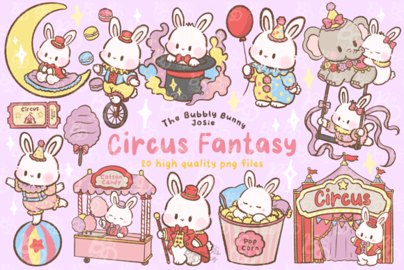 Download Kawaii Circus Fantasy Bunny Clipart - Clipart Collection