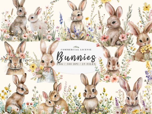 Download Baby Bunny Clipart, Floral Bunny Png - Clipart Collection