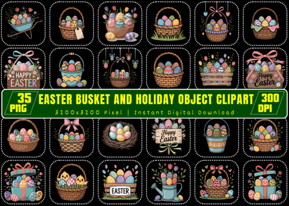 Download Easter Basket and Holiday Object Clipart - Holiday Collection