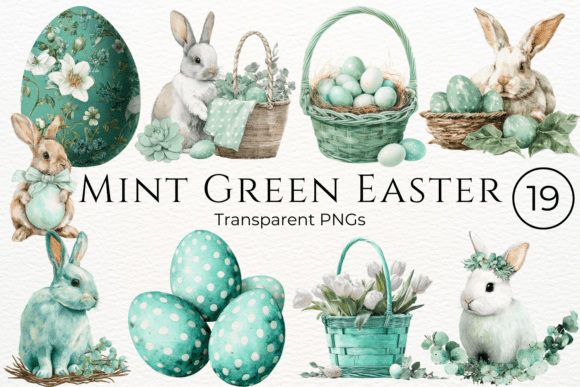 Download Mint Green Easter Watercolor Clipart - Clipart Collection
