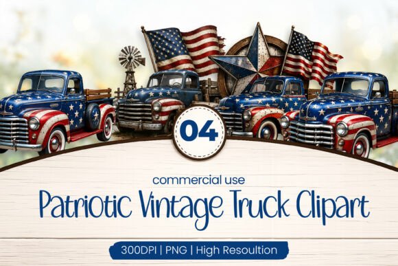 Download Patriotic Vintage Truck Clipart PNG - Clipart Collection