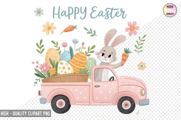 Download Easter Truck with Bunny Clipart – PNG - Clipart Collection