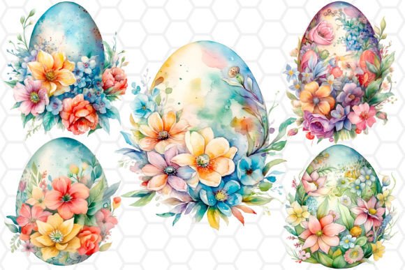 Download Watercolor Floral Easter Eggs Cliparts - Clipart Collection