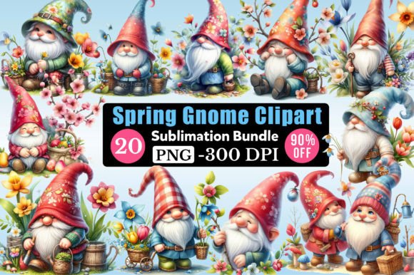Download Watercolor Spring Gnome Clipart Bundle - Clipart Collection